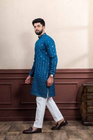 Morpeach Partywear Kurta Pajama with Designer Embroidery