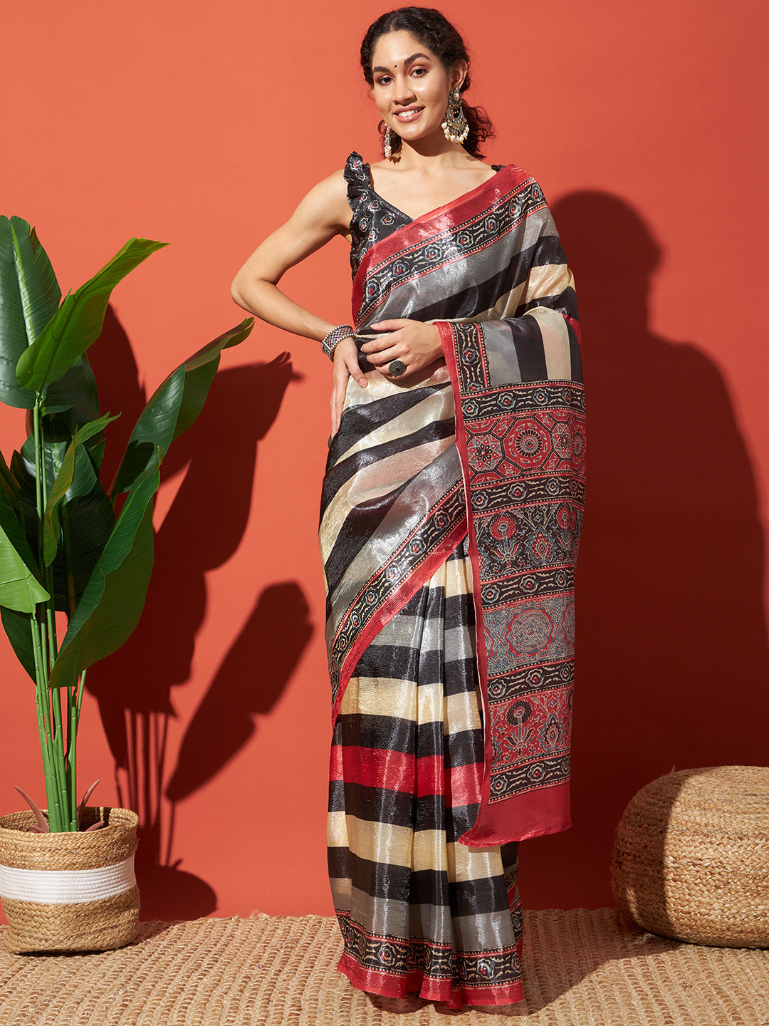 Multi Beautiful Tissue Designer Printed Festive Wear Saree