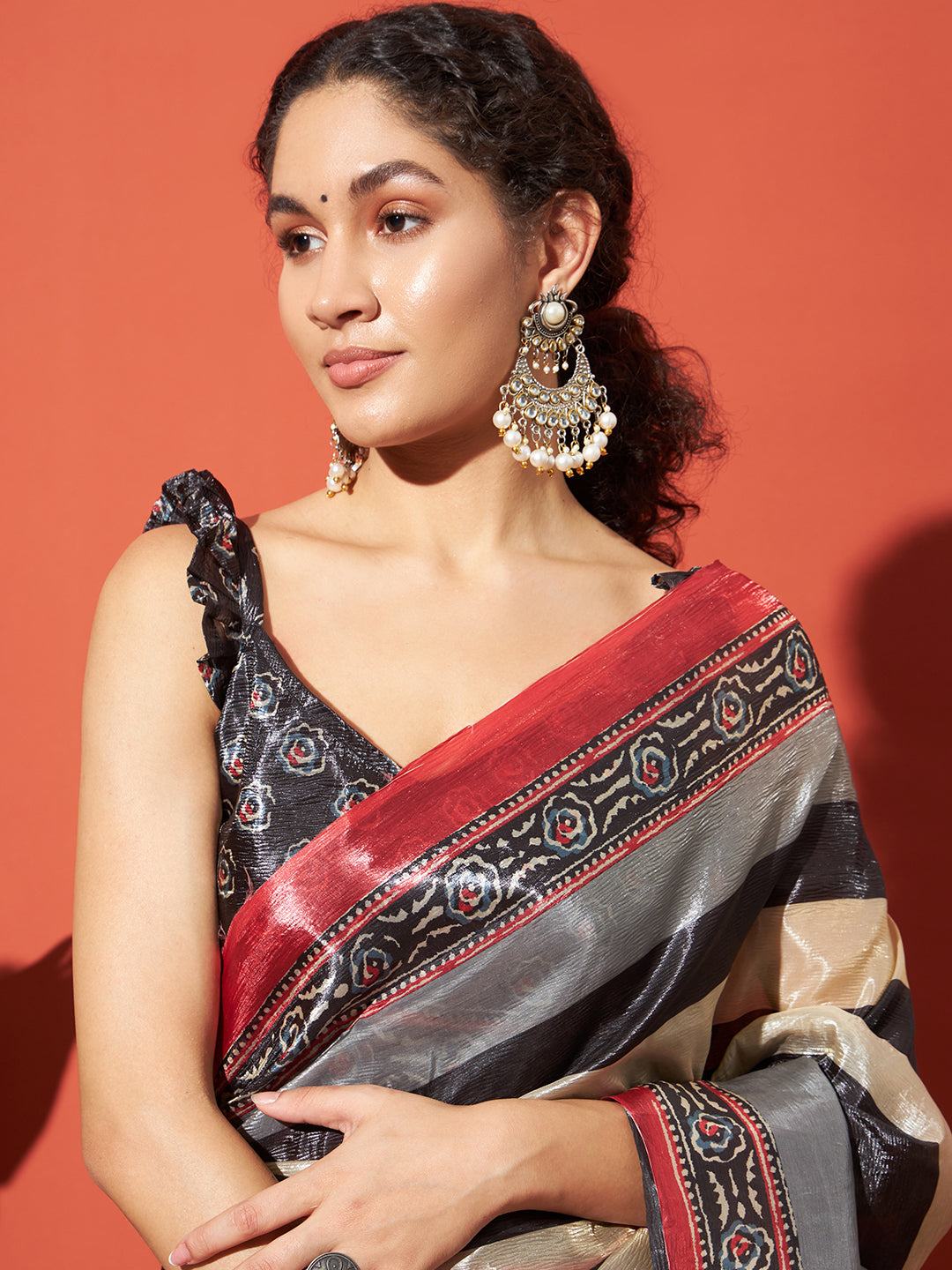 Multi Beautiful Tissue Designer Printed Festive Wear Saree