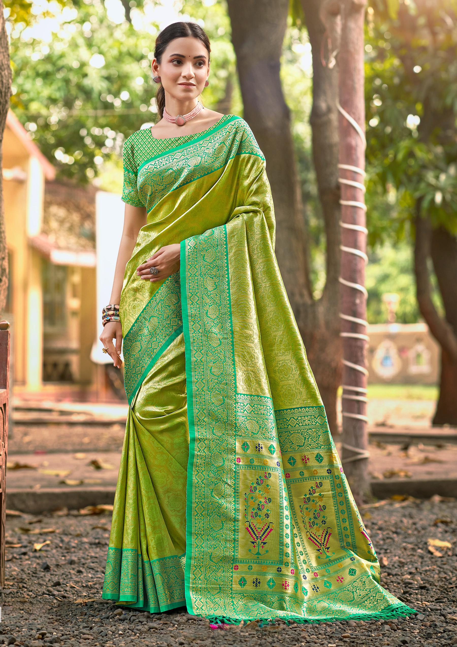 Multi Color Kanjivaram Silk Saree With Elegant Flow and Traditional Feel