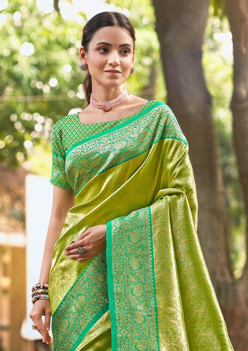 Multi Color Kanjivaram Silk Saree With Elegant Flow and Traditional Feel