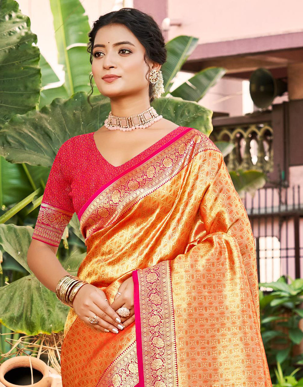 Multi Color Kanjivaram Silk Saree With Minimalist Elegance and Classy Drape