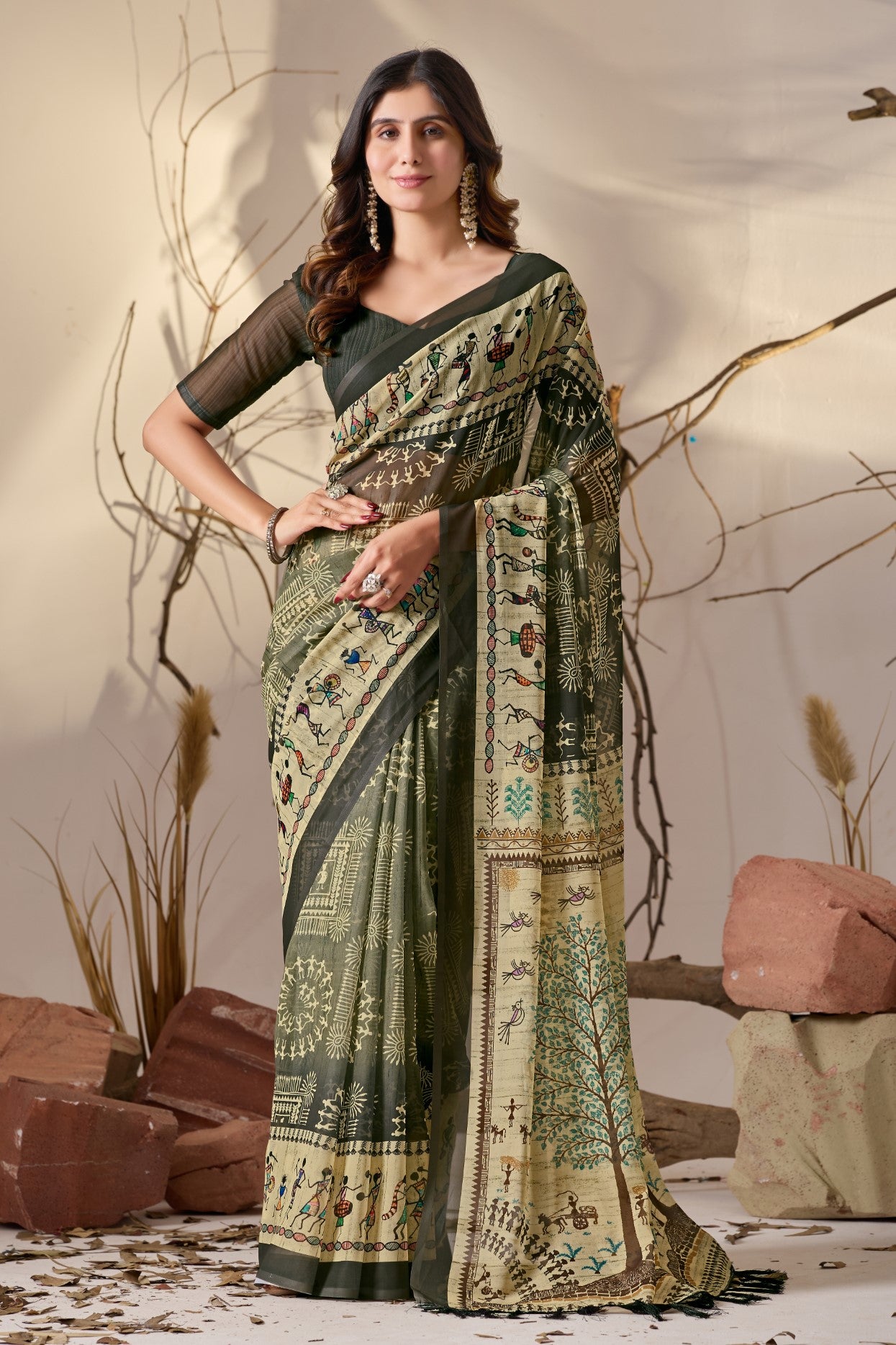 Multi Soft Georgette Saree With Digital Printed Premium Festive Saree