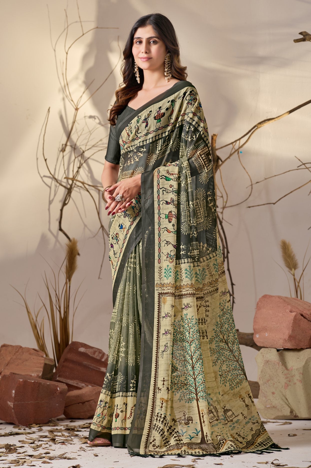 Multi Soft Georgette Saree With Digital Printed Premium Festive Saree