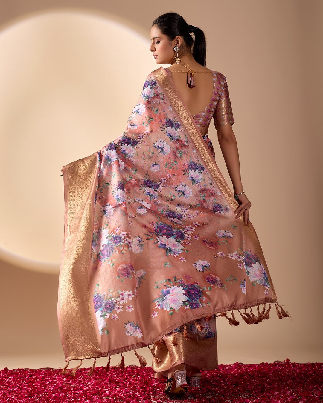 Multi Soft Lichi Silk Saree With Digital Printed Elegant Premium Saree