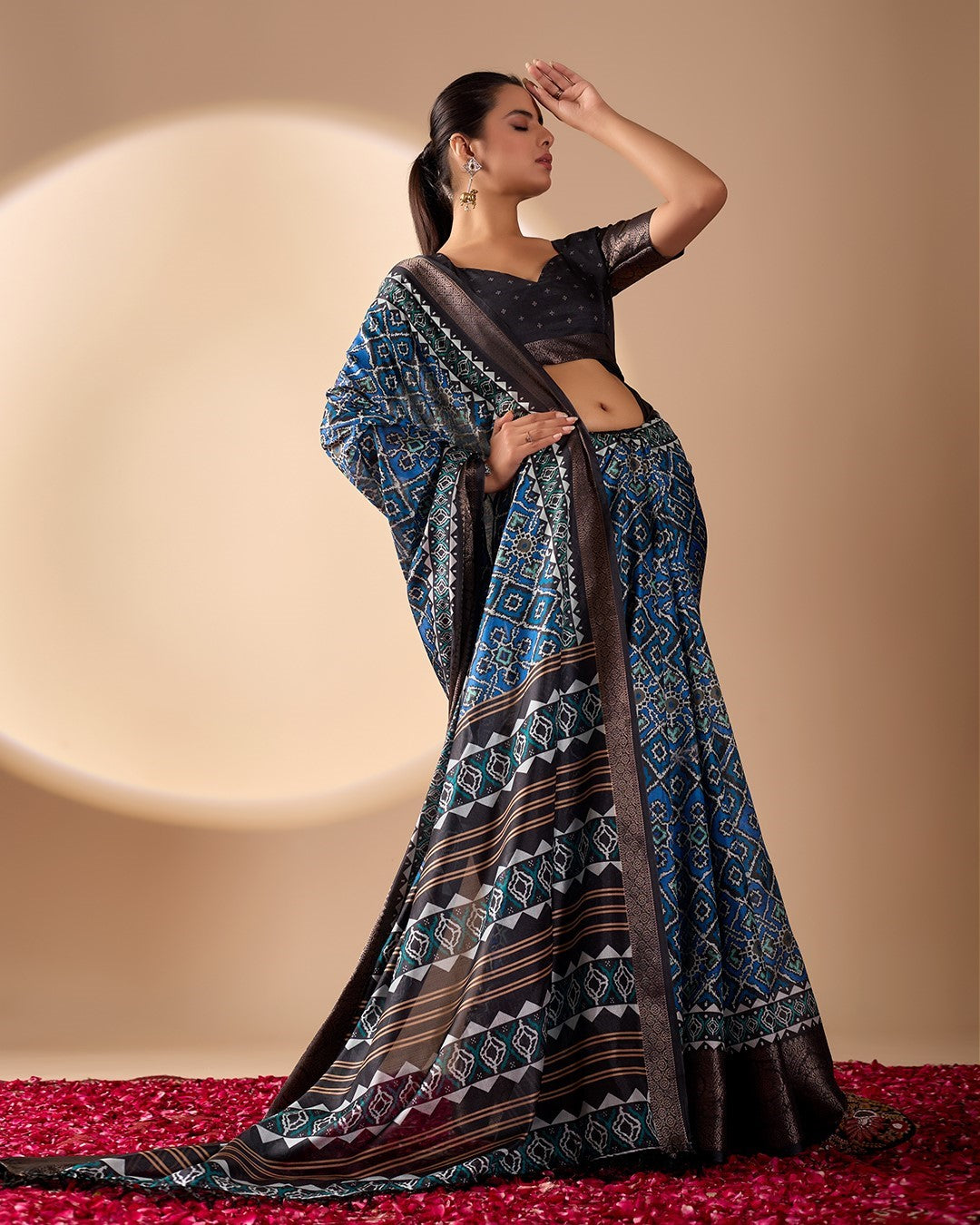 Multi Soft Lichi Silk Saree With Digital Printed Festive Designer Saree