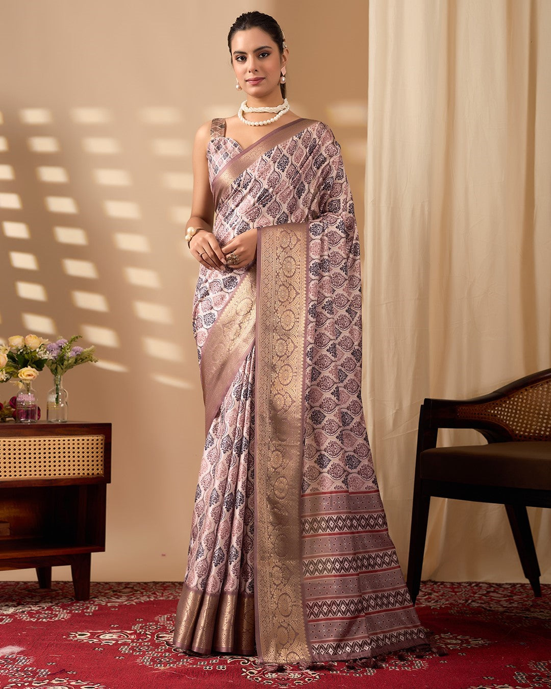 Multi Soft Lichi Silk Saree With Digital Printed Festive Designer Saree