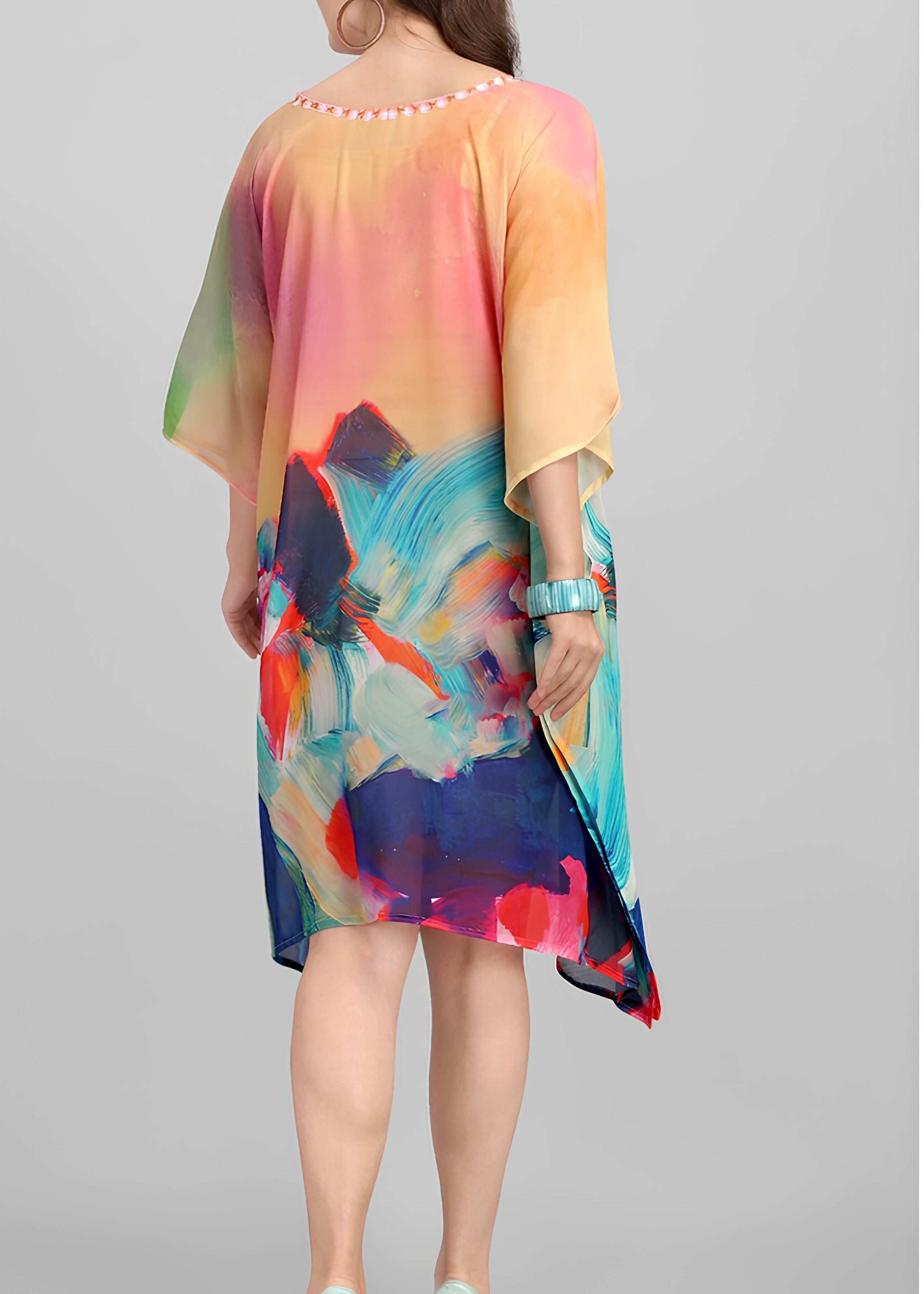 Multi Weightless Georgette Readymade Kaftan With Digital Printed