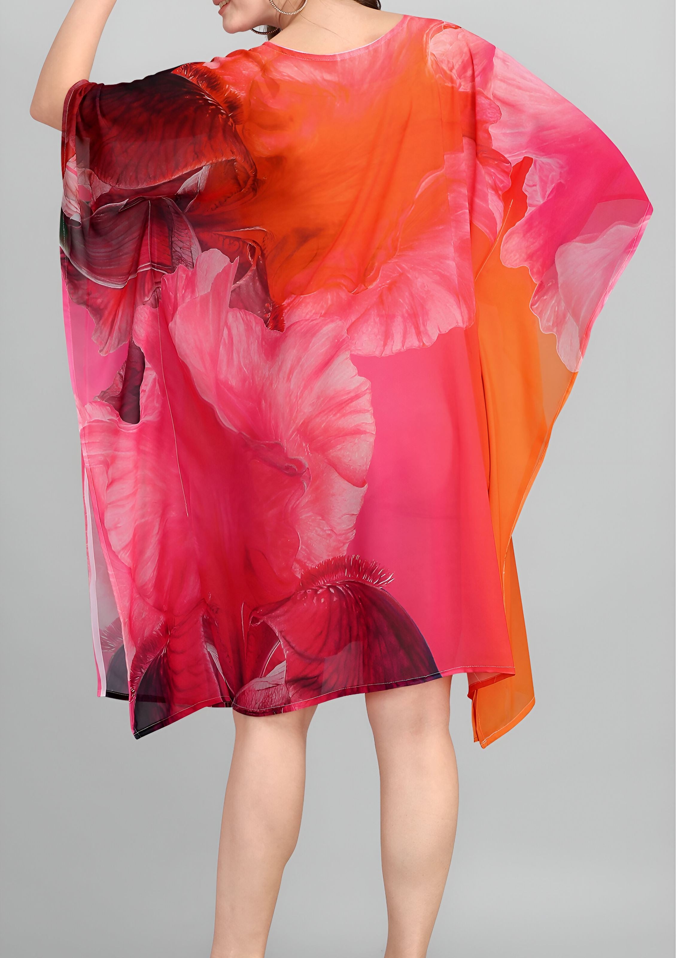 Multi Weightless Georgette Readymade Kaftan With Digital Printed