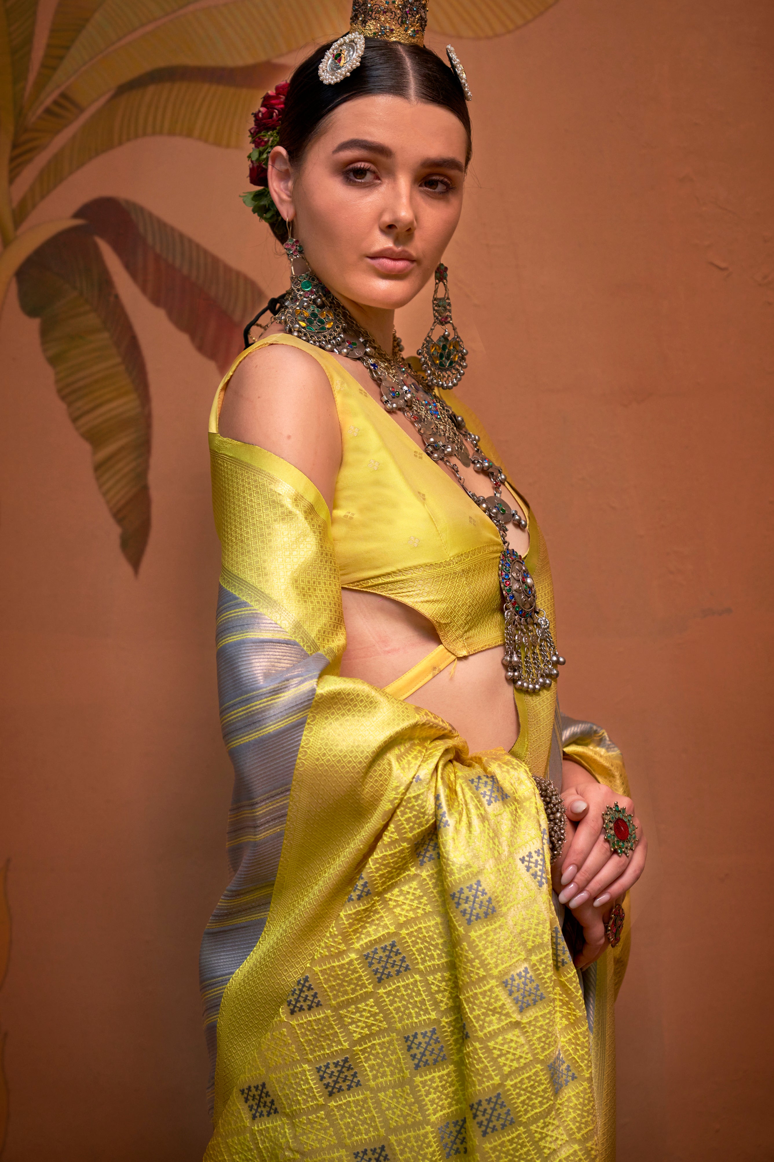 Multicolor Handloom Silk Saree With Jacquard Woven Work