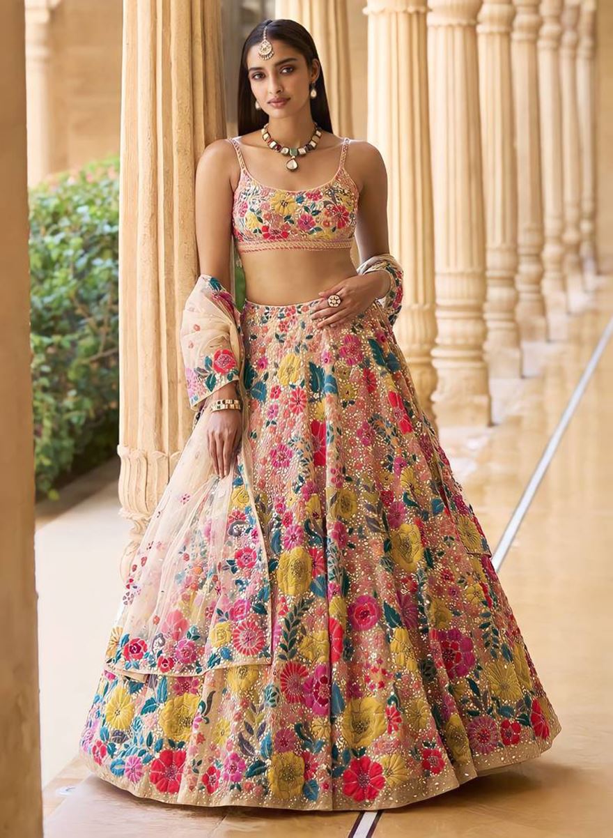 Multicolor Lehenga Choli With Embroidery Work
