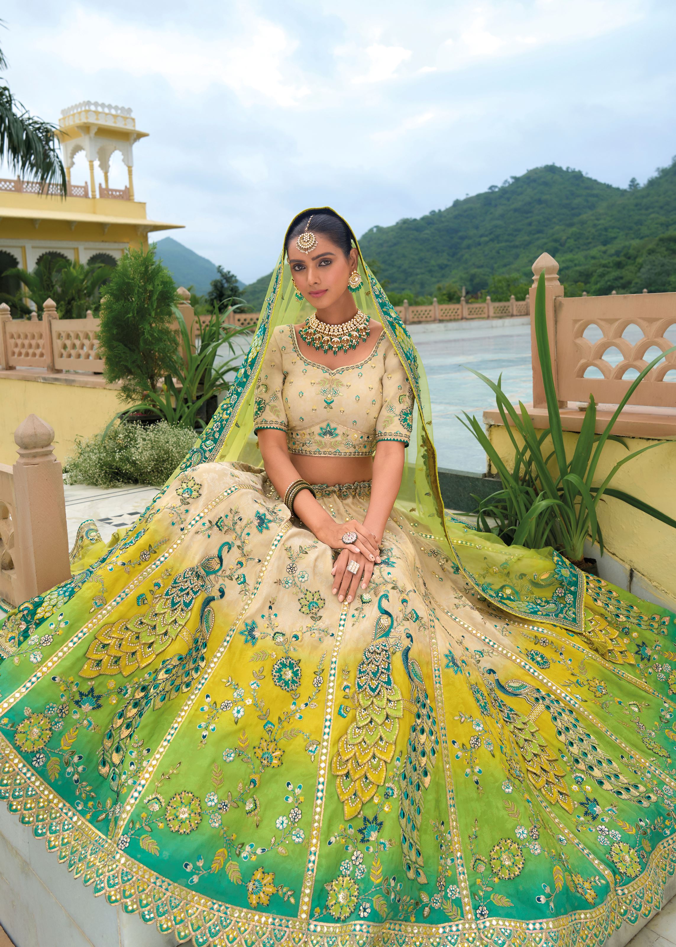 Multicolor Lehenga Choli With Heavy Thread Embroidery, Khatli With Sequins Work