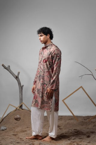 Multicolor Modal Silk Designer Printed Ethnic Ceremonial Kurta Pajama