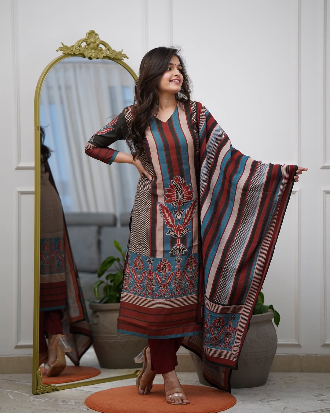 Multicolor Rayon Kurta Pant Set Printed
