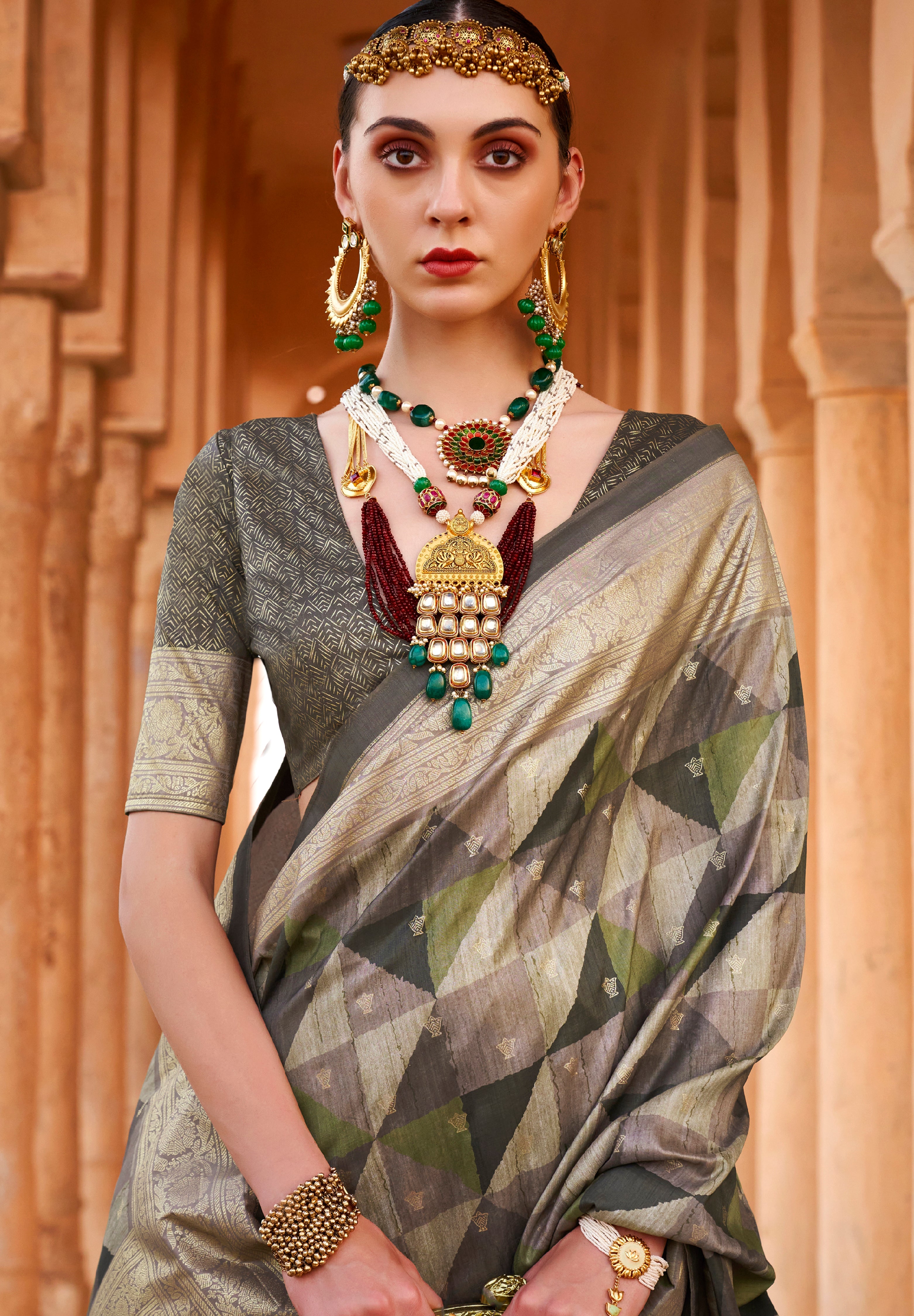 Multicolor Saree With Jacquard Woven Work