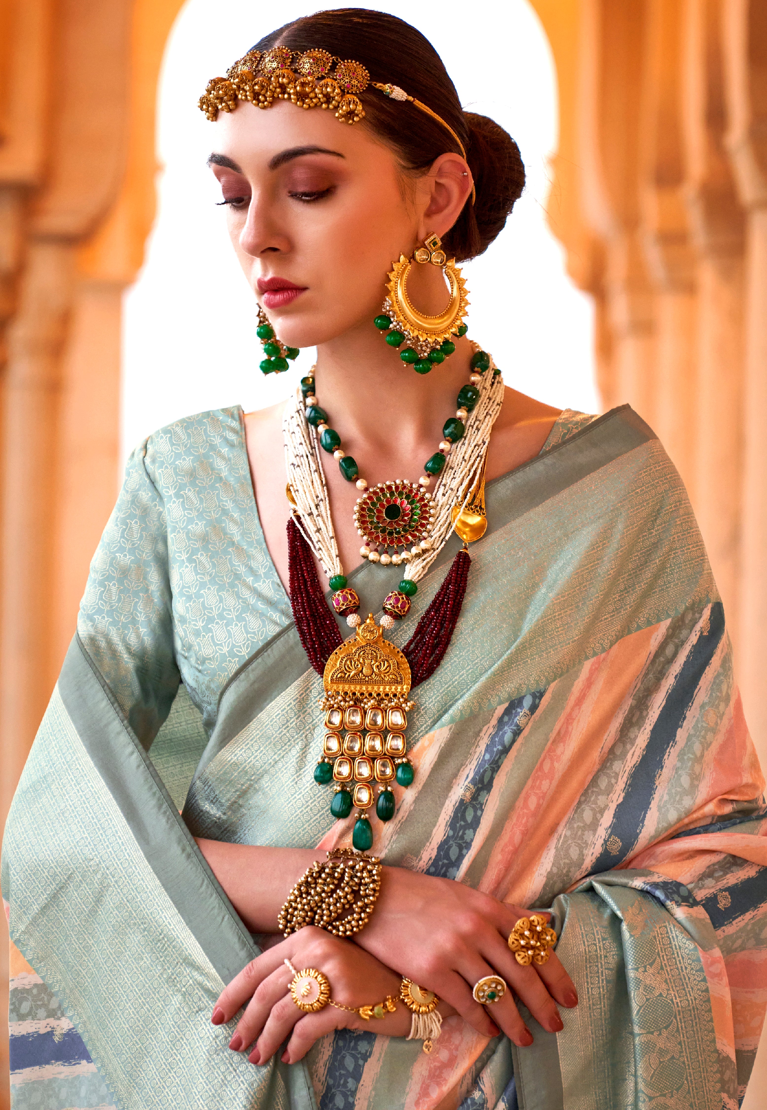 Multicolor Saree With Jacquard Woven Work