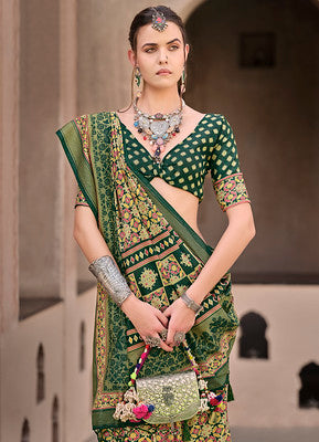 Multicolor Silk Saree With Ajrakh Print