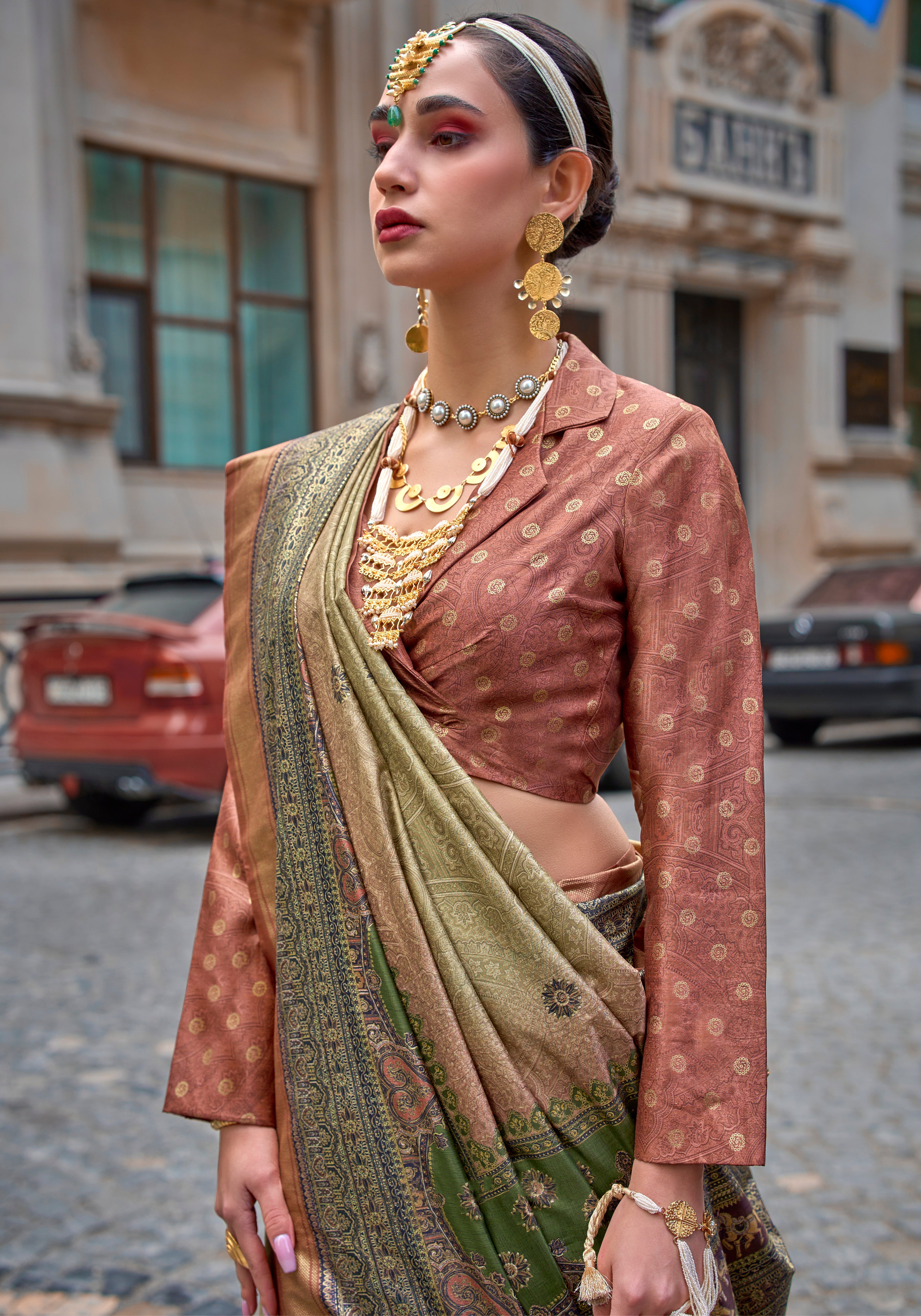 Multicolor Silk Saree With Foil Print