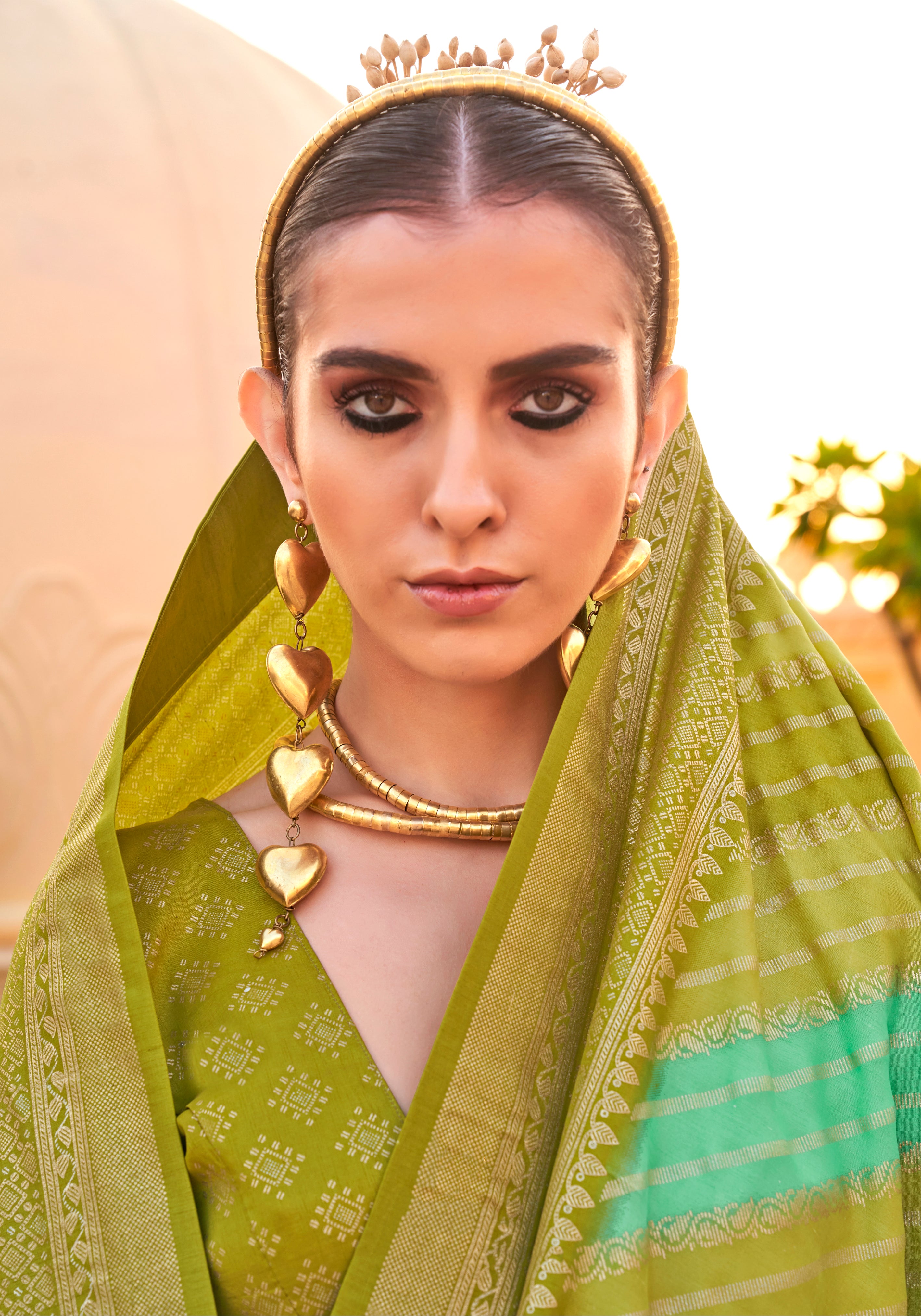 Multicolor Silk Saree With Printed With Jacquard Woven Work