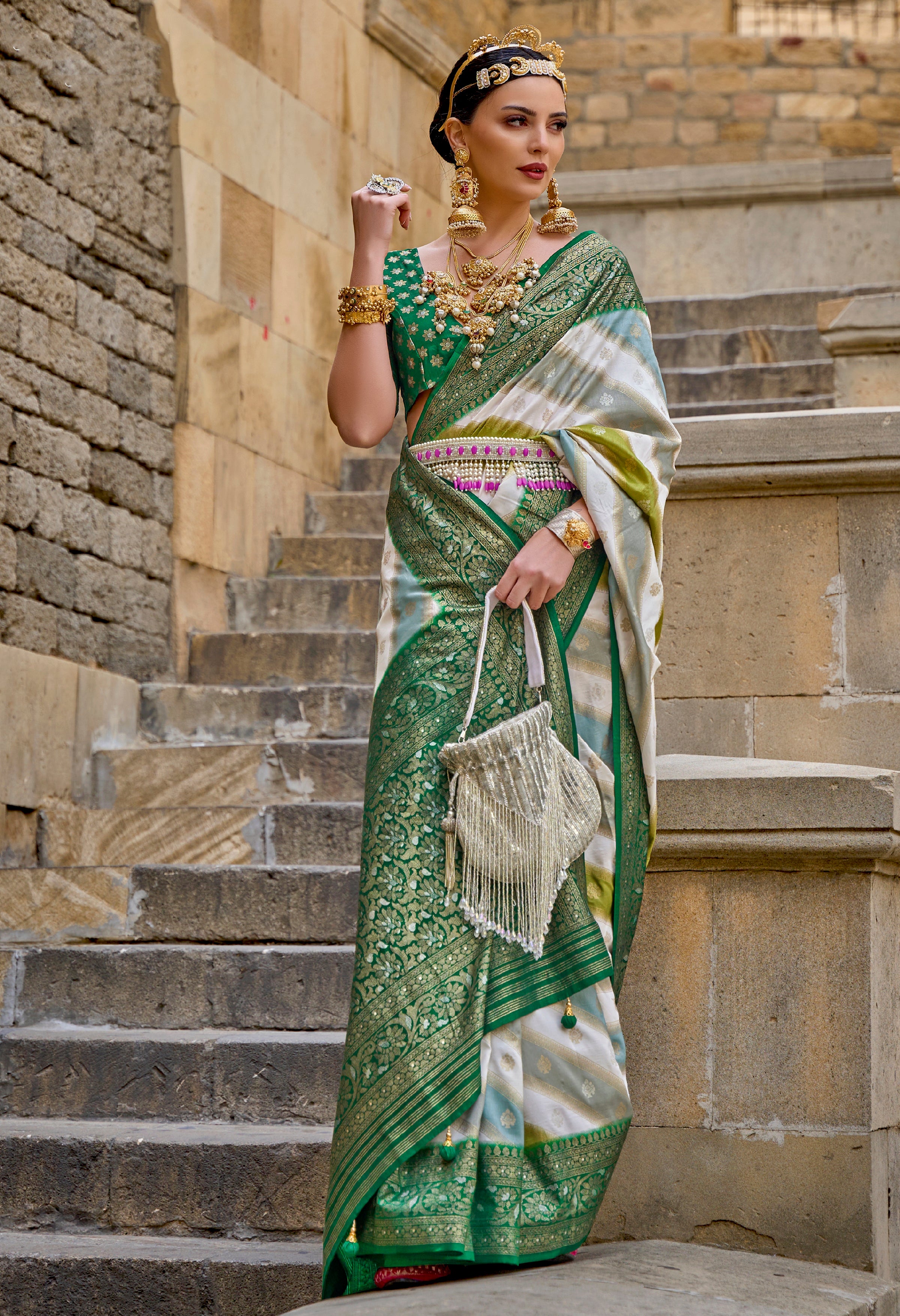 Multicolor Superior Silk Saree With Jacquard Woven