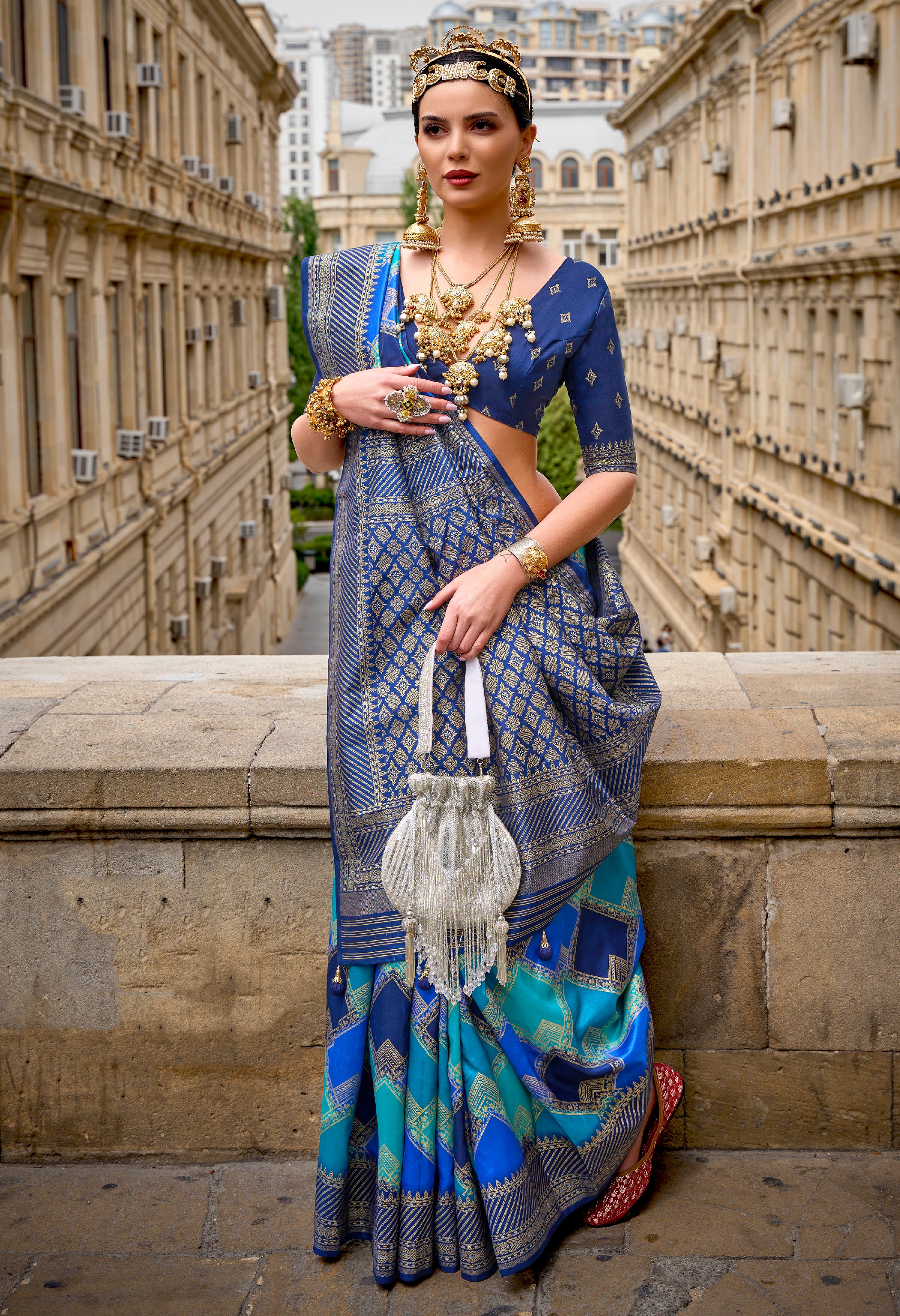 Multicolor Superior Silk Saree With Jacquard Woven