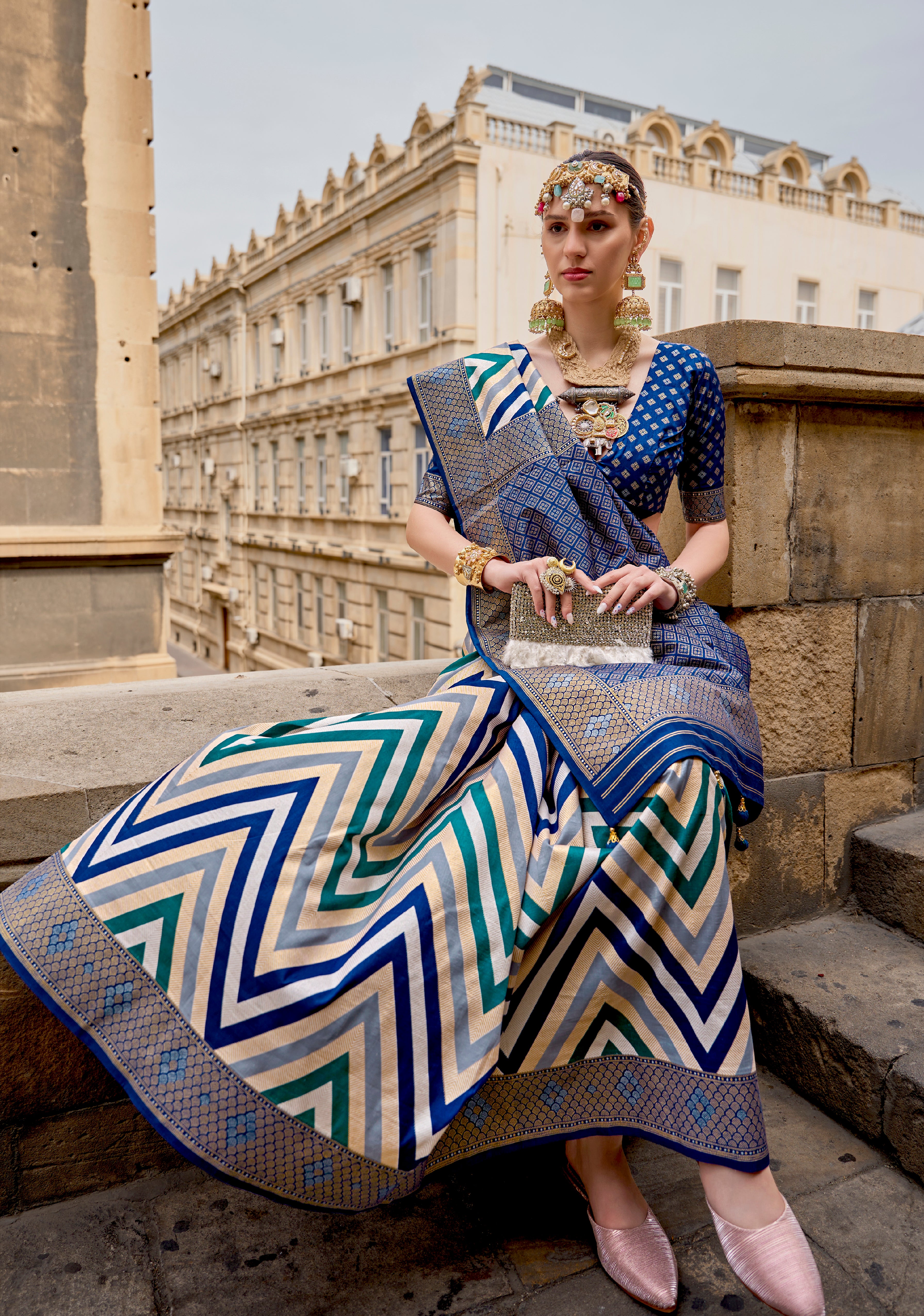 Multicolor Superior Silk Saree With Jacquard Woven