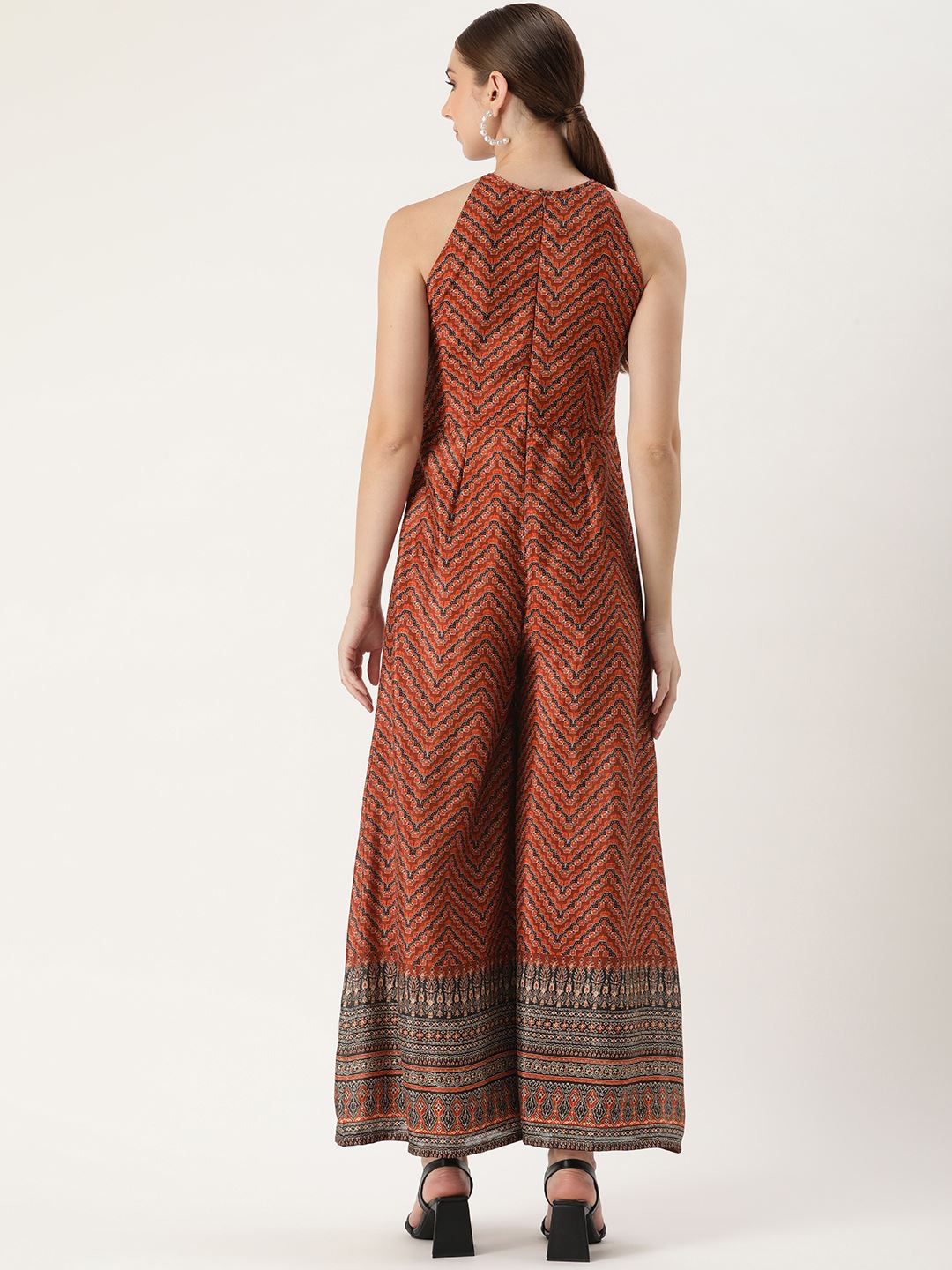 Multicolored Polyester Jumpsuit with Abstract Print