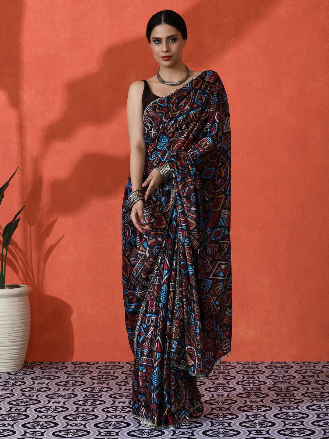 Multy Chinon Designer Digital Printed Girlie Partywear Saree