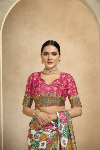 Multy Crepe Silk Position Digital Foil Printed Saree