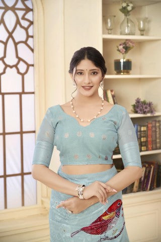 Multy Crepe Silk Position Digital Foil Printed Saree