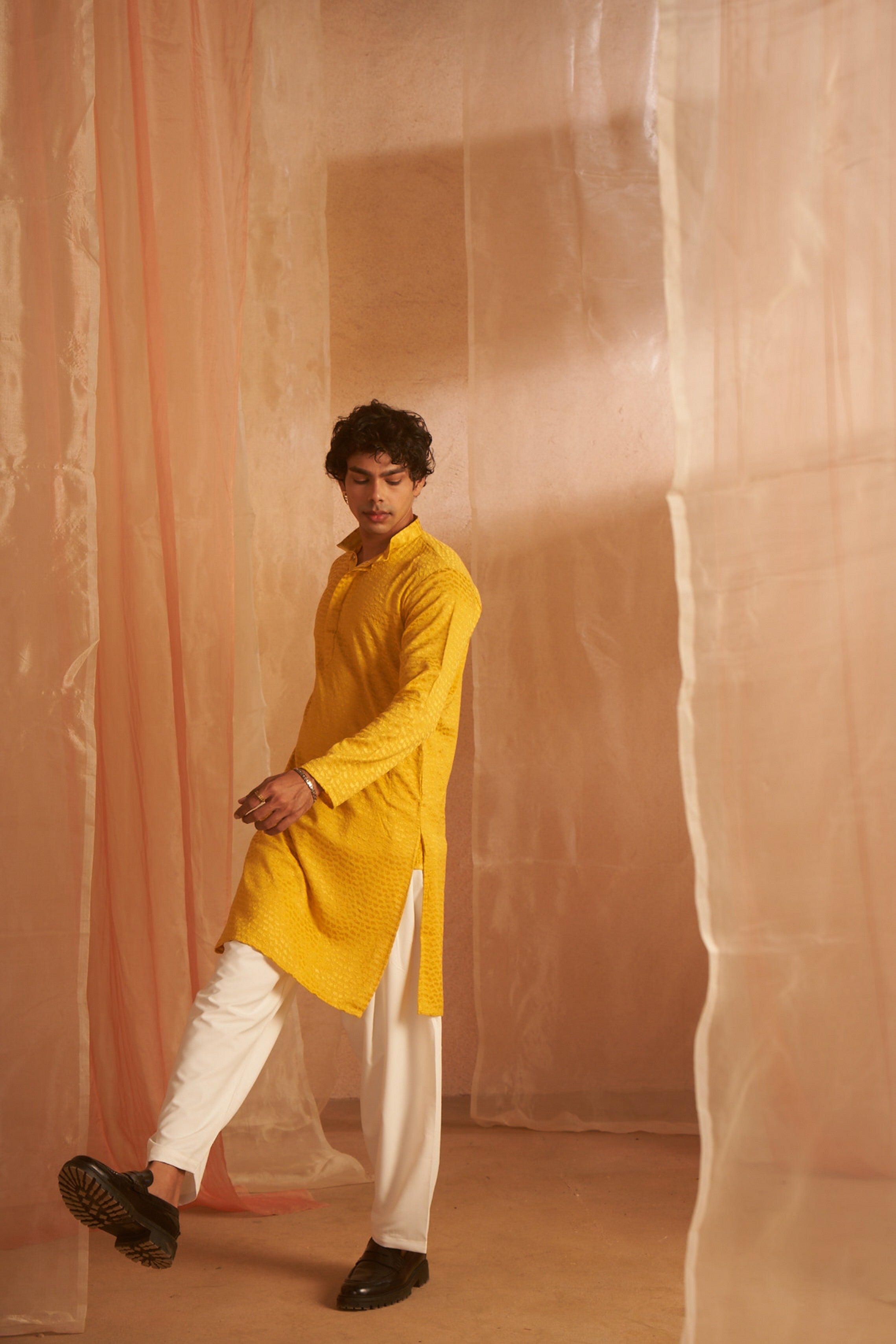 Mustard Chikankari Viscose Kurta Payjama – Vibrant Traditional Choice