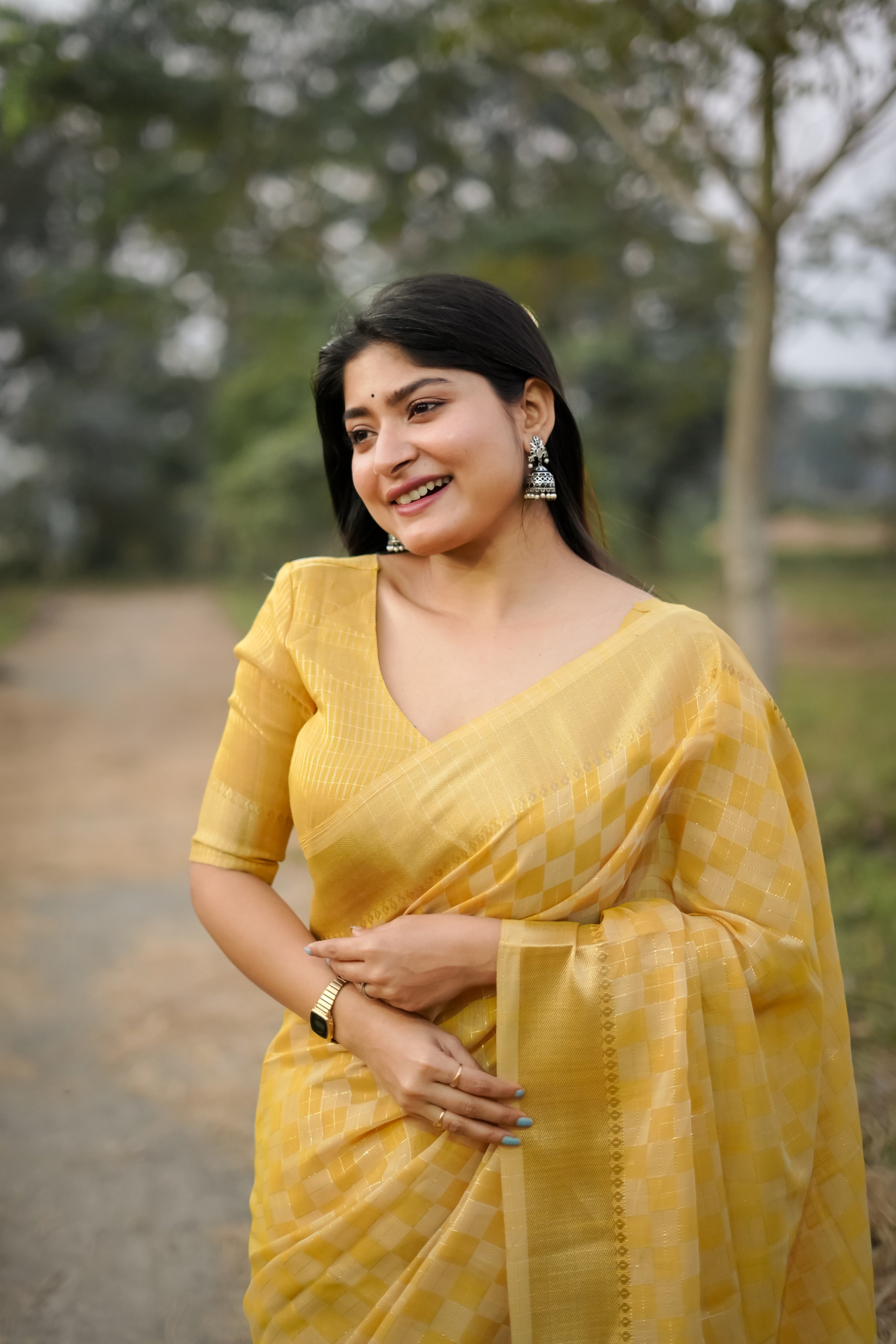 Mustard Kalyani Silk Zari Woven Saree