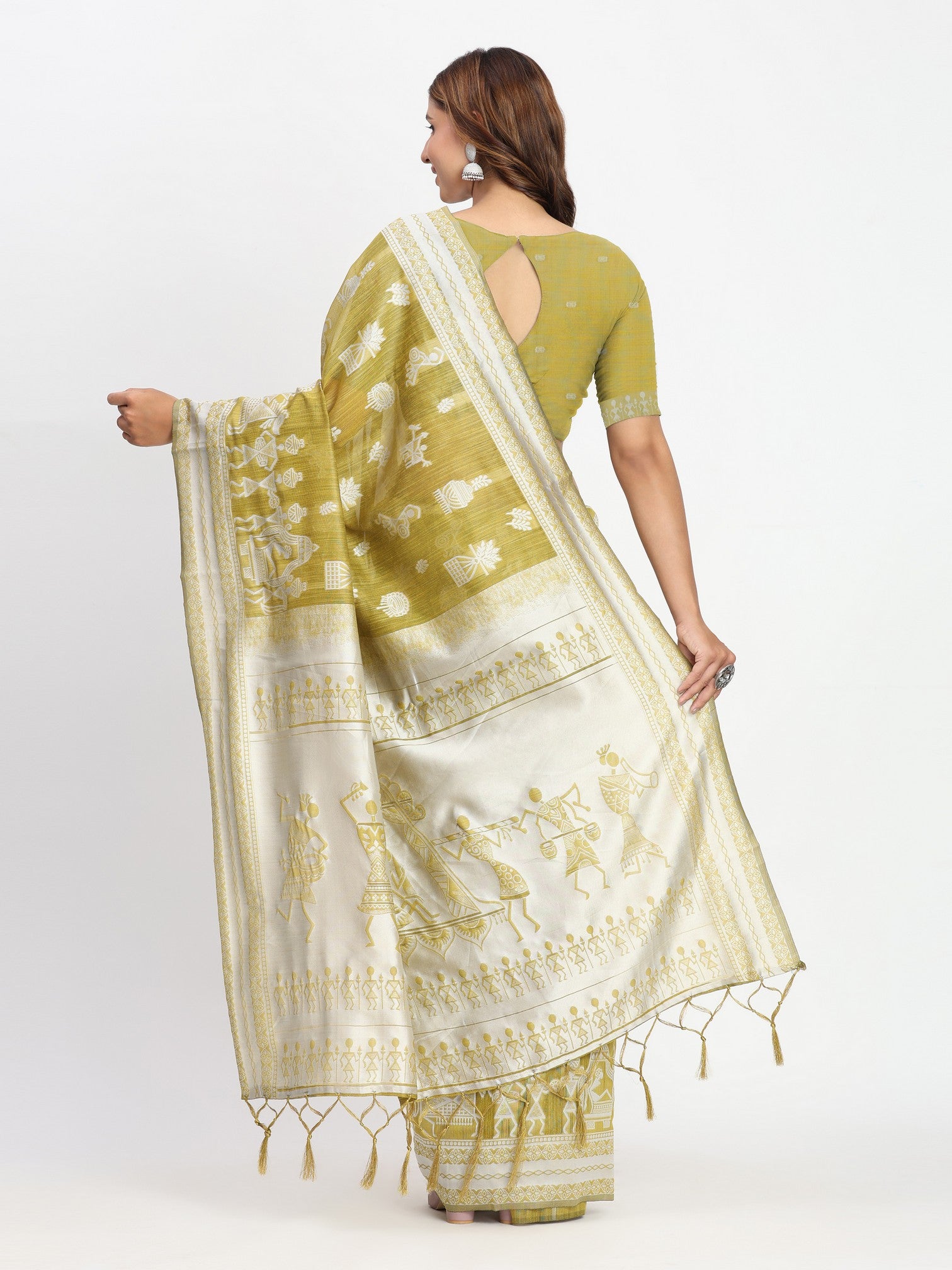 Mustard Linen Cotton Woven Designer Graceful Ethnic Saree