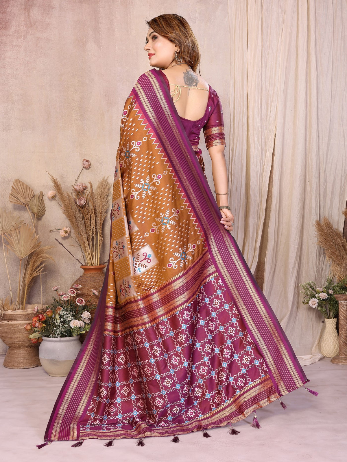 Mustard Soft Silk Saree With Traditional Weaving