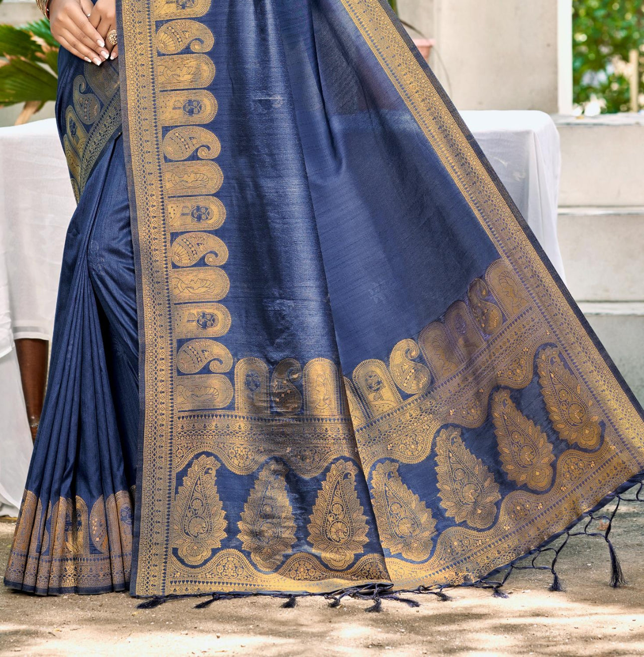 Navy Blue Assam Silk Saree With Heritage Vibes and Modern Appeal