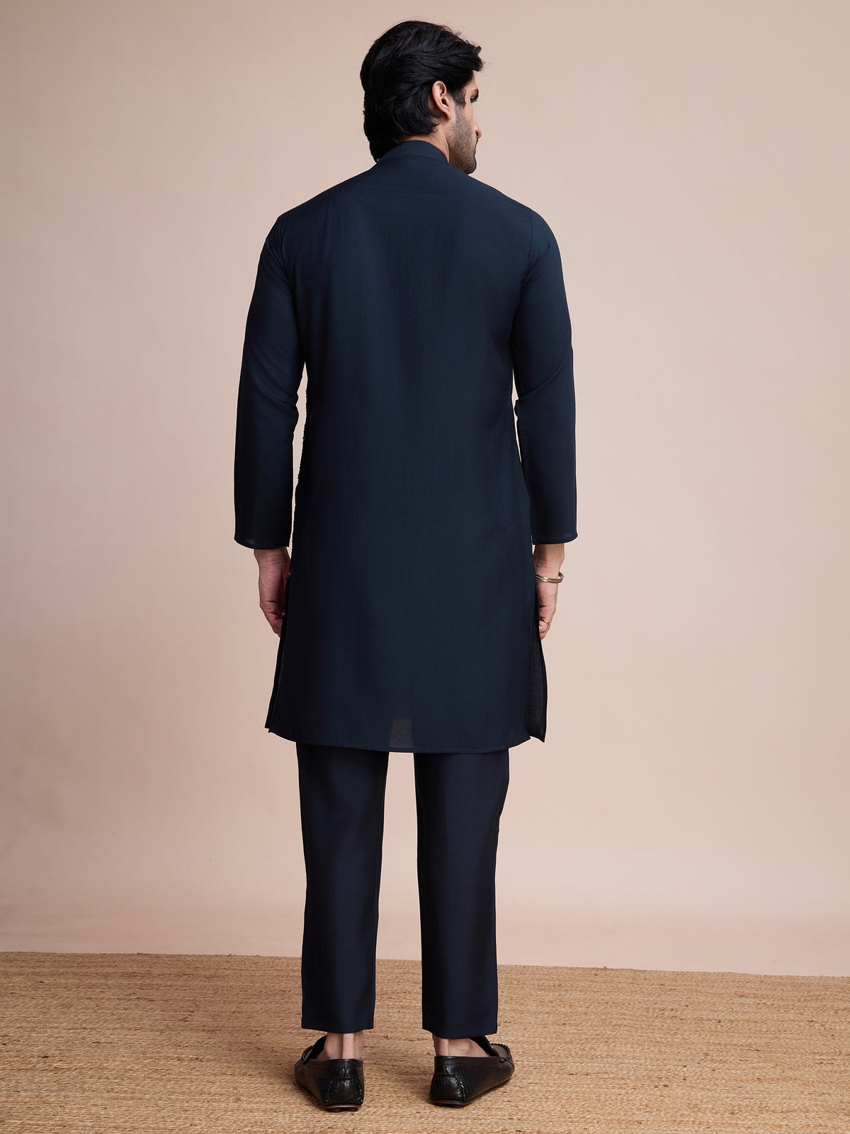 Navy Blue Sequins Embroidered Ethnic Kurta – Rich and Regal