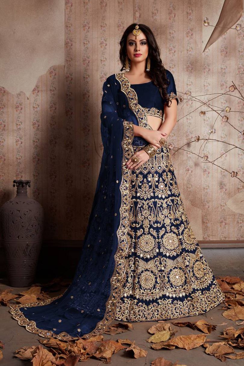 Nevy Blue Lehenga Choli With Zari, Dori and Sequence Embroidery Work