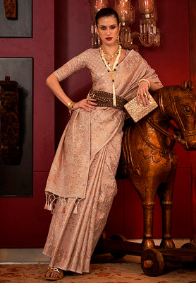 Off White Handloom Weaving Silk Saree With Woven Work