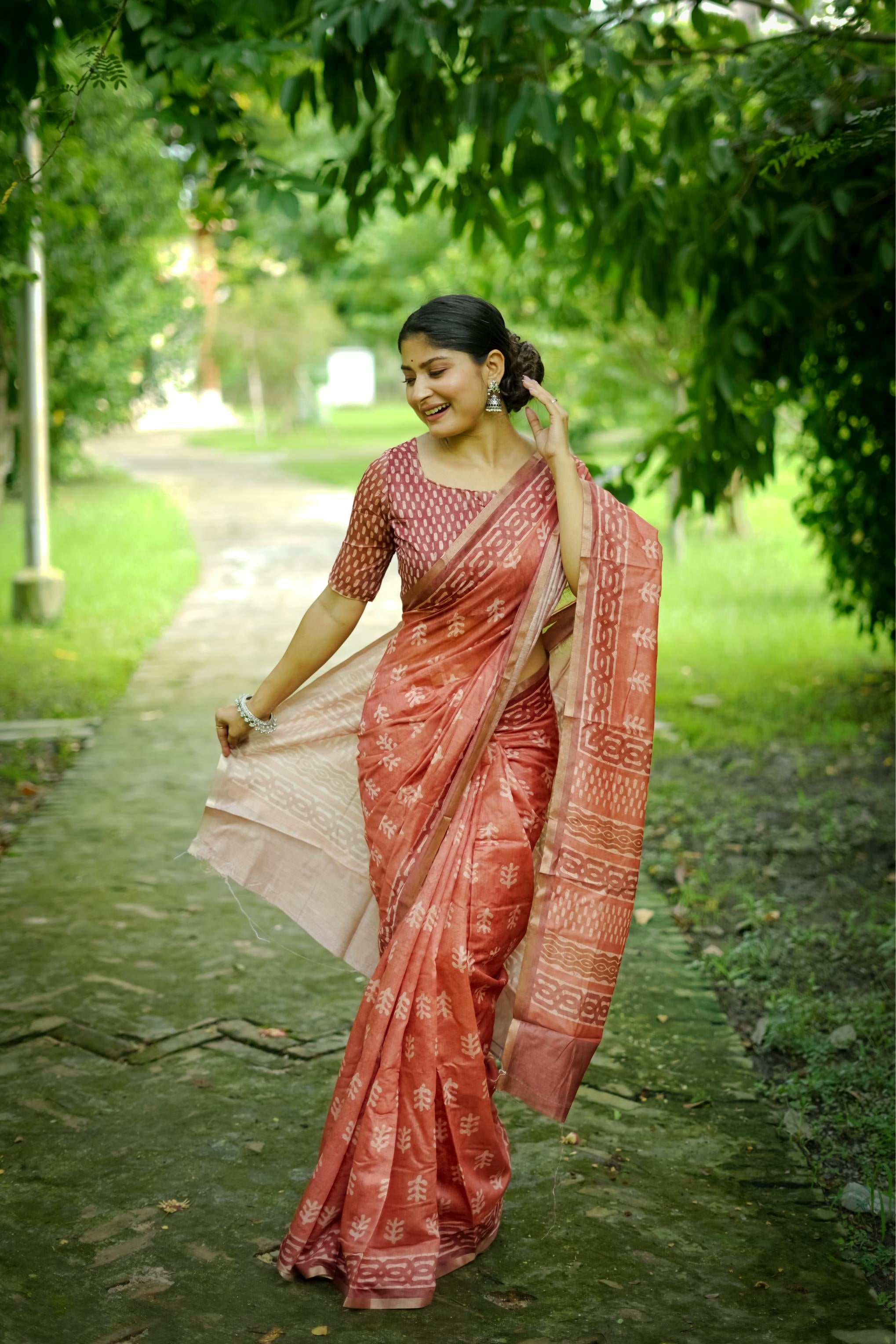 Orange Beautiful Cotton Fabric Saree With Designer Digital Printed