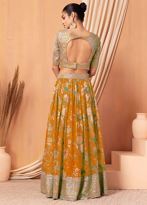 Orange Color Sequins Organza Event Wear Lehenga Choli