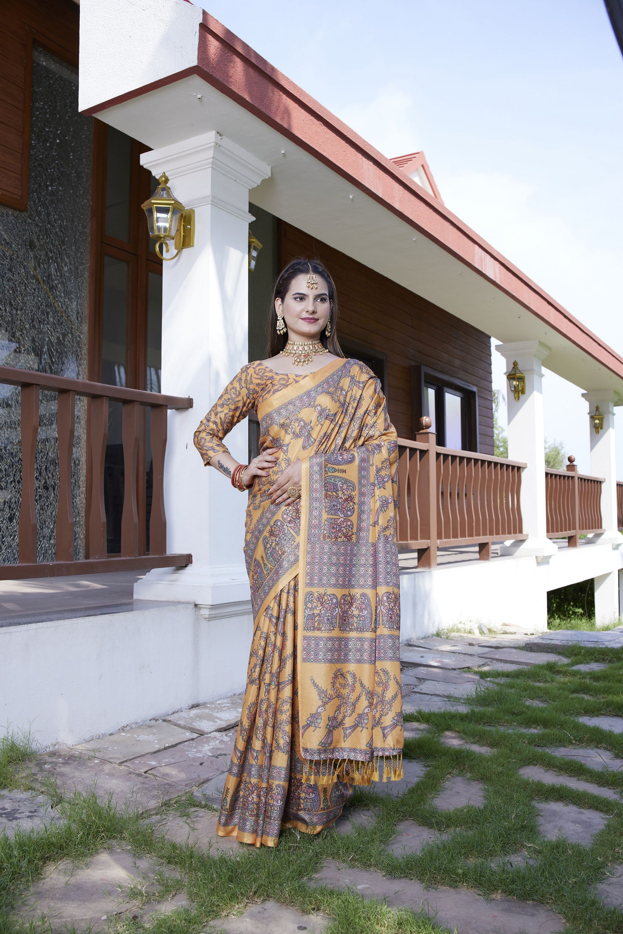 Orange Crepe Designer Partywear Saree