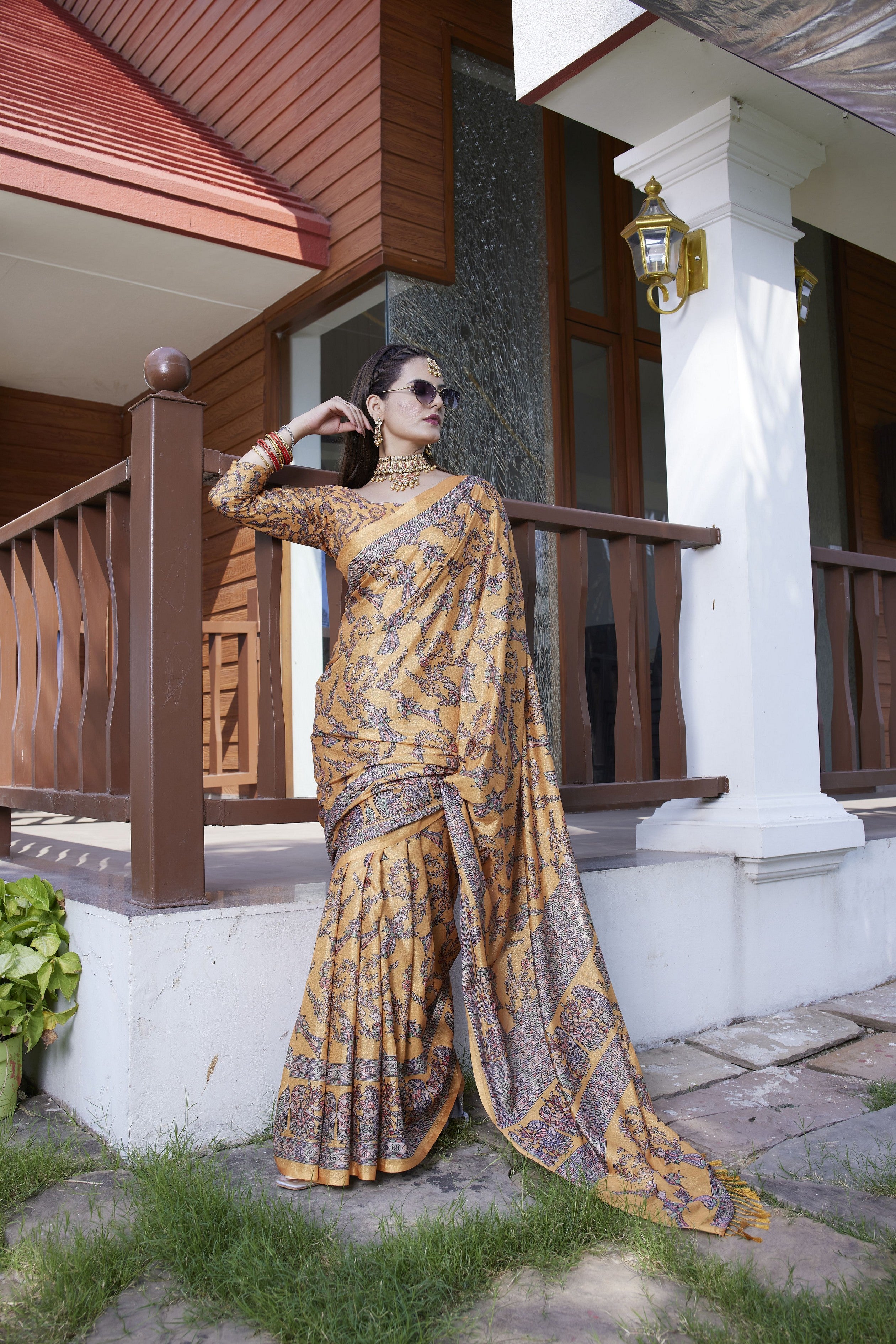 Orange Crepe Designer Partywear Saree