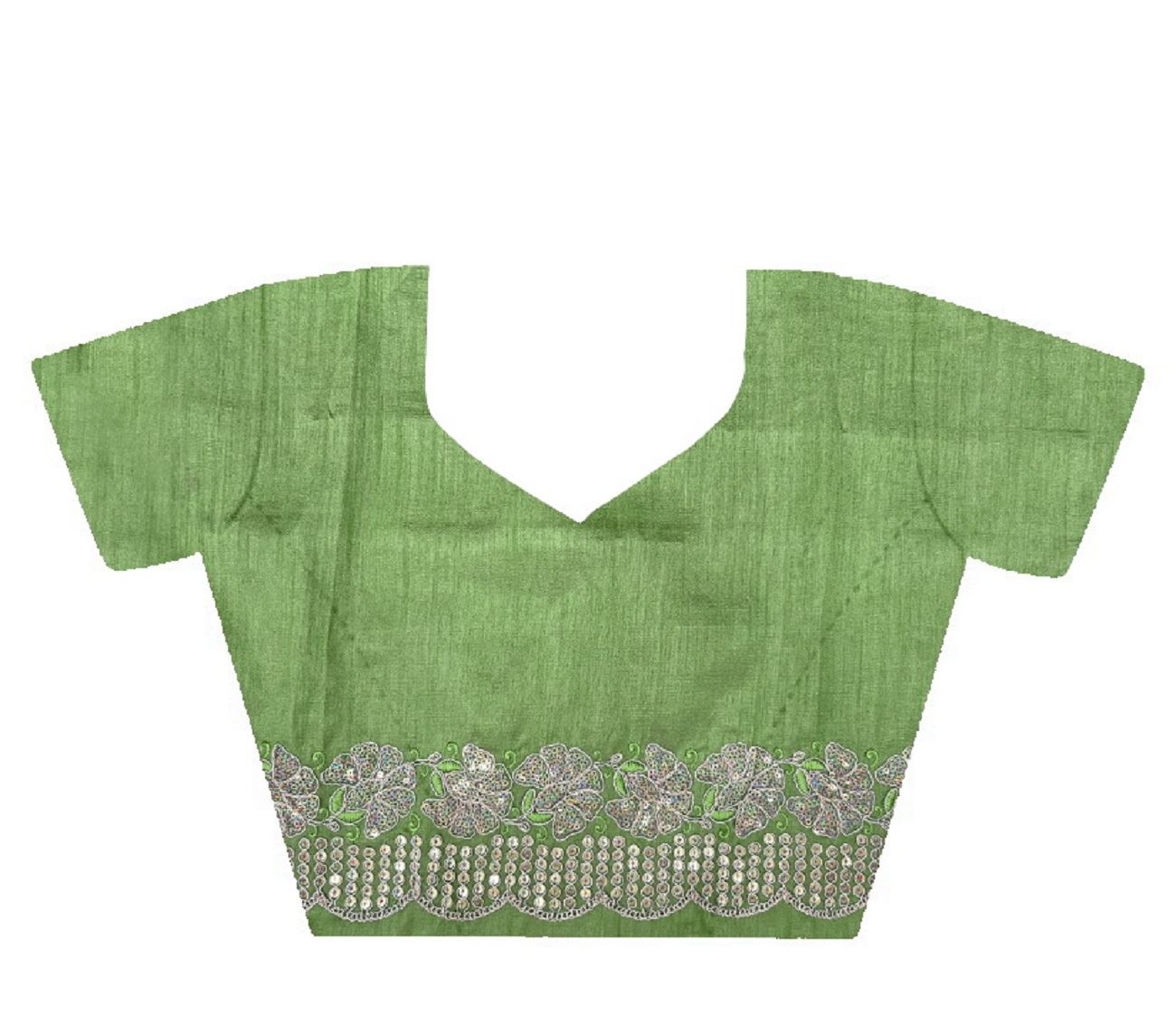 Parrot Colour Gold Crush Embroidery Work Saree