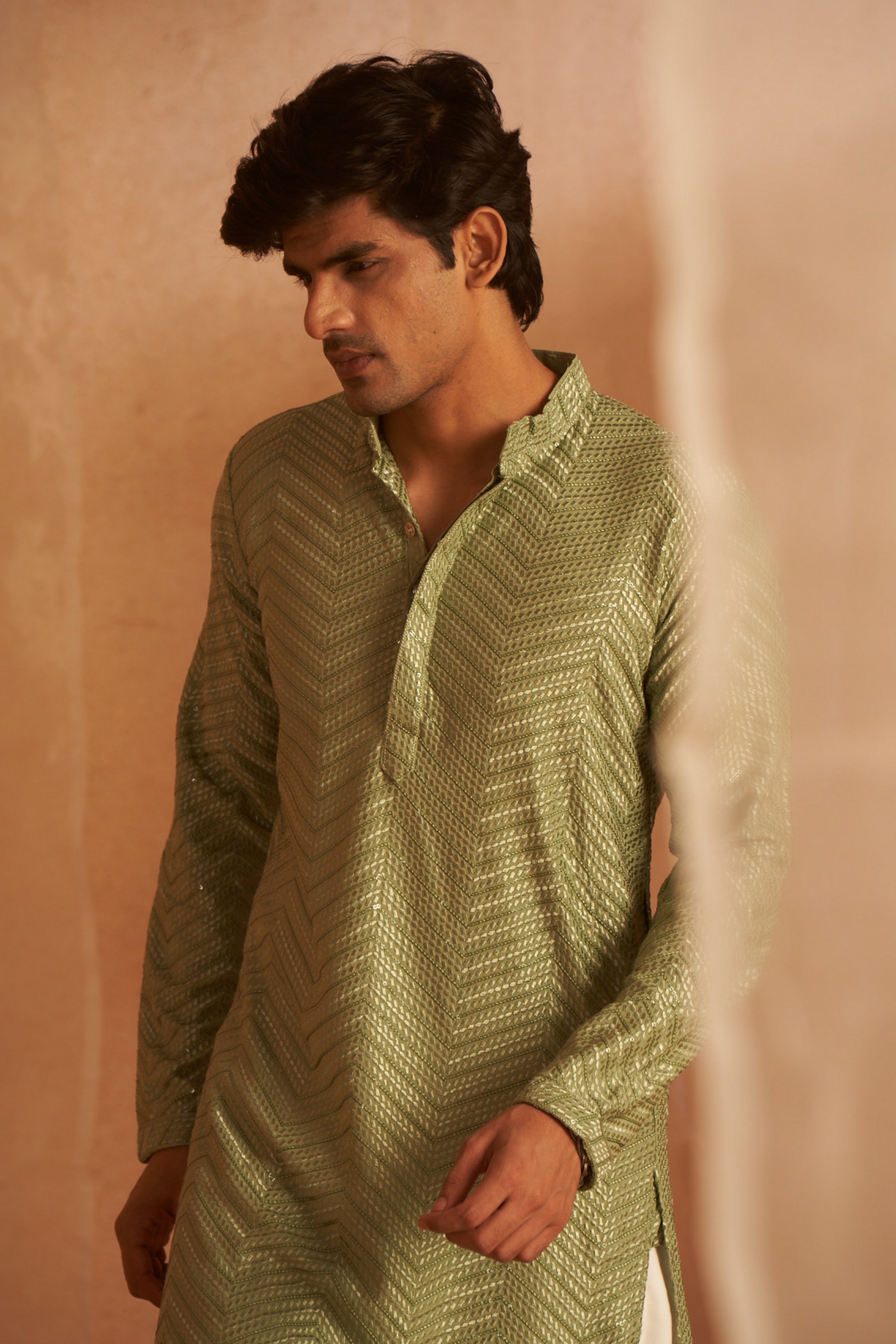 Pastel Green Viscose Embroidered Kurta Payjama – Soft and Graceful