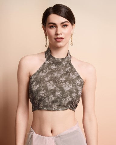 Peach Faux Georgette Saree With Designer Print Style