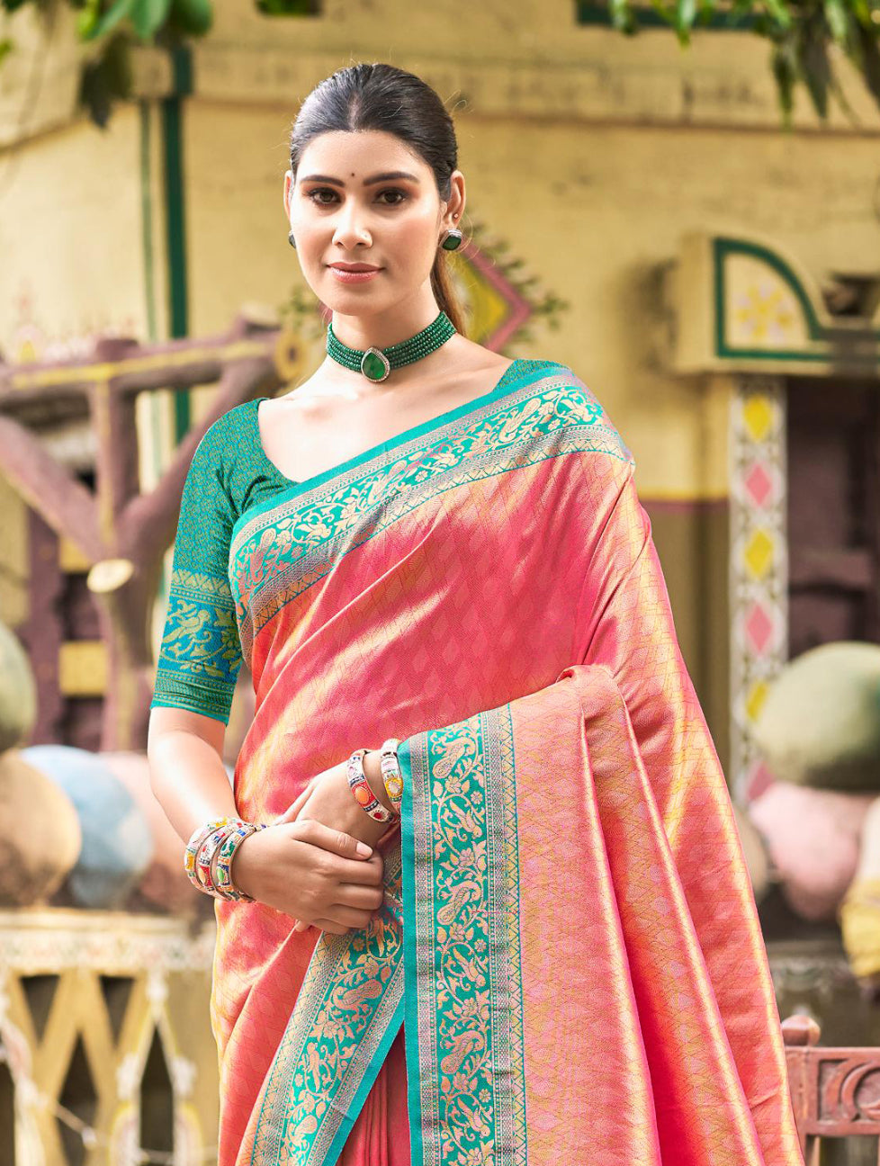 Peach Kanjivaram Silk Saree With Minimalist Elegance and Classy Drape