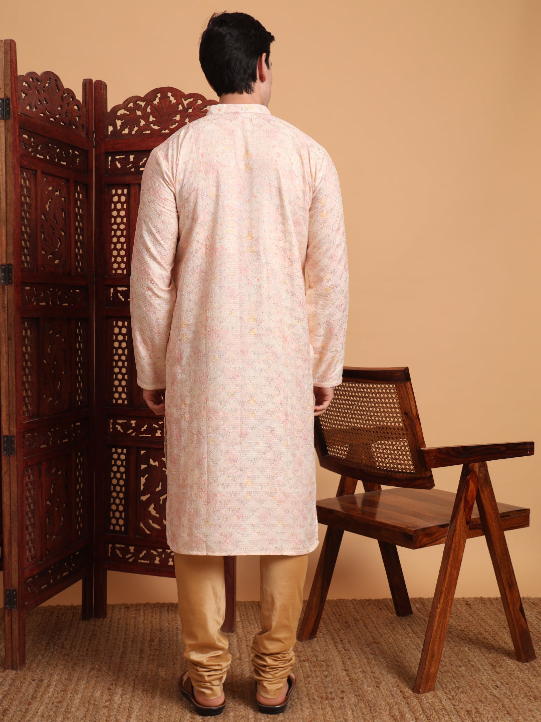 Peach Smart Printed Festive Wear Kurta
