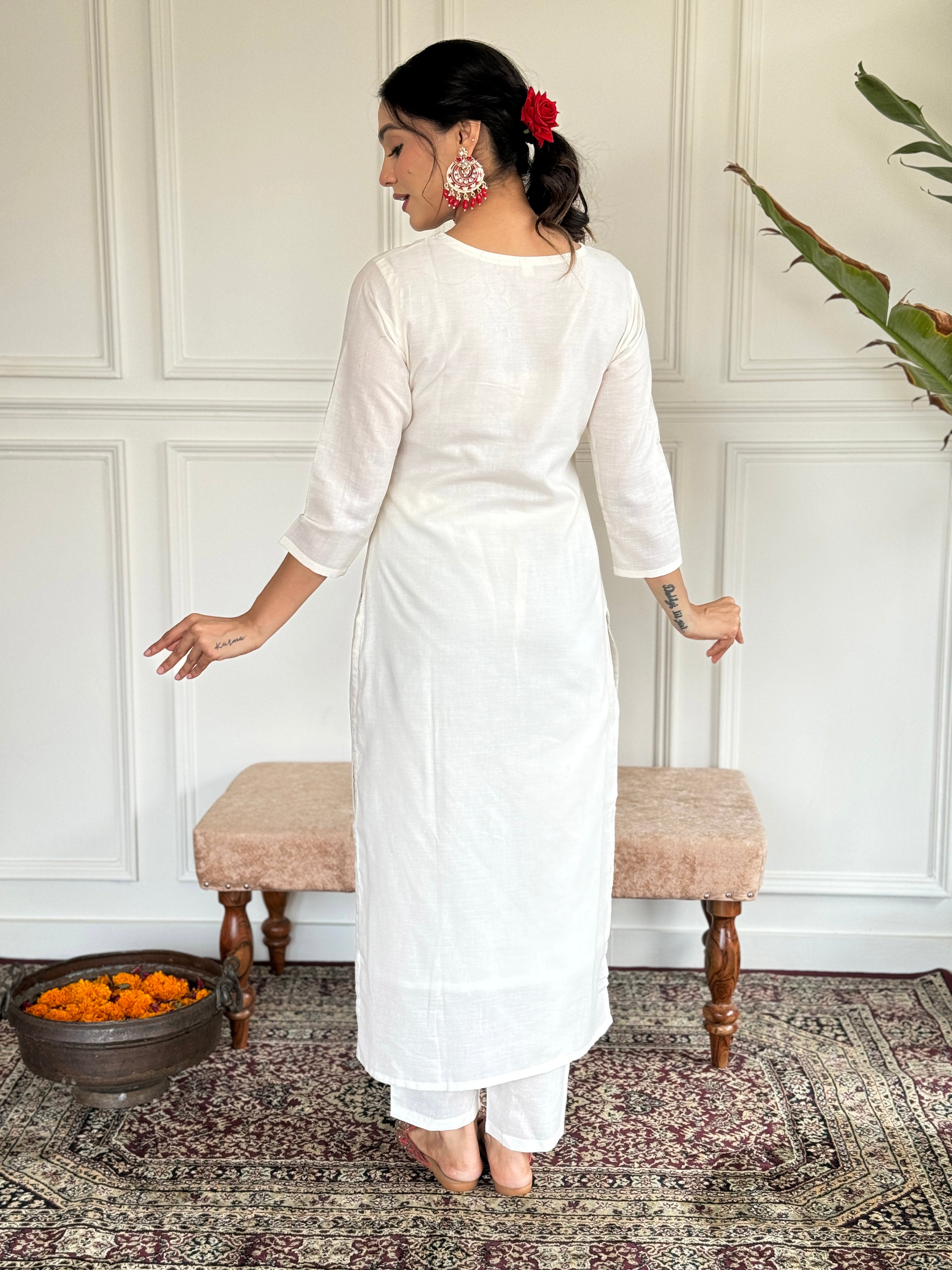Peach Viscose Blend Elegant Kurta Pant Set With Embroidery Work