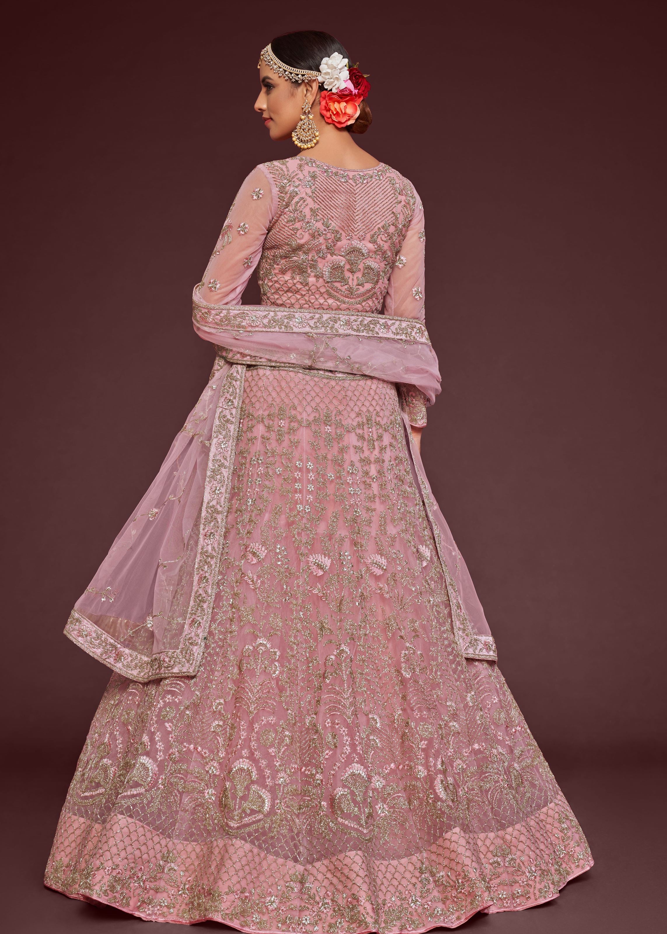 Pearl Pink Lehenga Choli With Thread, Zari, Badla And Glitter Dori Embroidery Work
