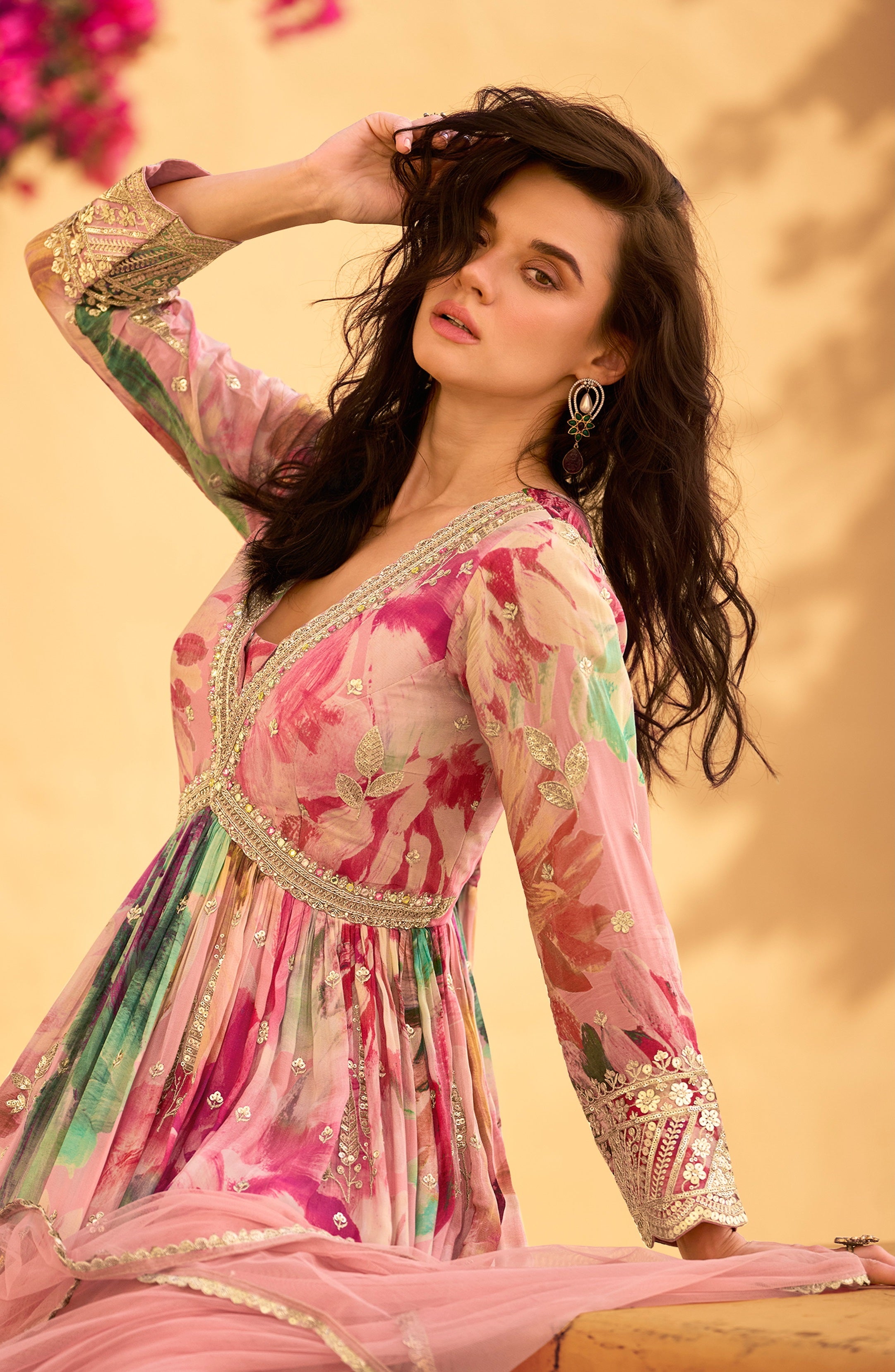 Pink Anarkali Suit With Heavy Embroidery Work